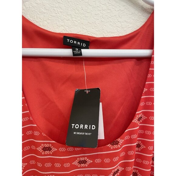 NEW! Torrid Dress 3 Plus Red Tank Sleeveless A Line 3X 22-24 Summer Preppy Date - Picture 2 of 9